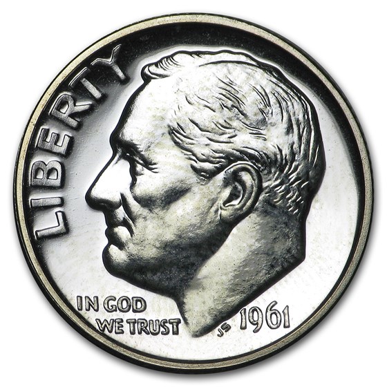 1961 Roosevelt Dime Gem Proof 1961 Roosevelt Dime Gem Proof